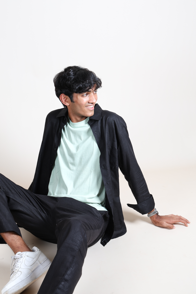 Linen Full Sleeve Shirt - Black
