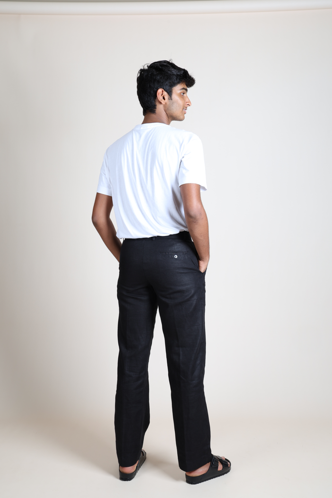 Linen Semi Formal Trousers - Black