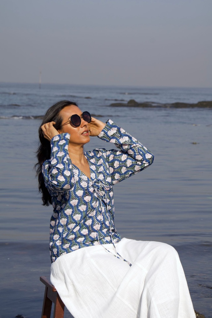 Cotton Full Sleeves Top - Blue