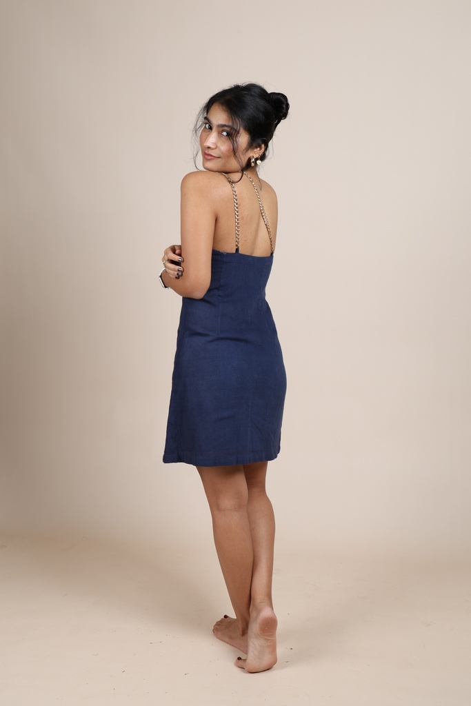 Organic One Shoulder Dress - Navy