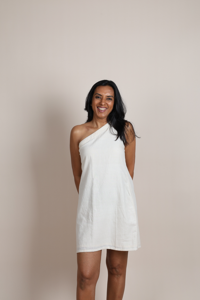 Organic One Shoulder Dress - Ivory