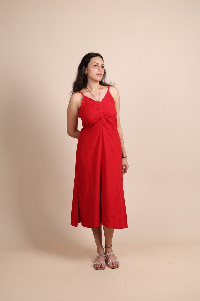 Organic Midi Dress - Red
