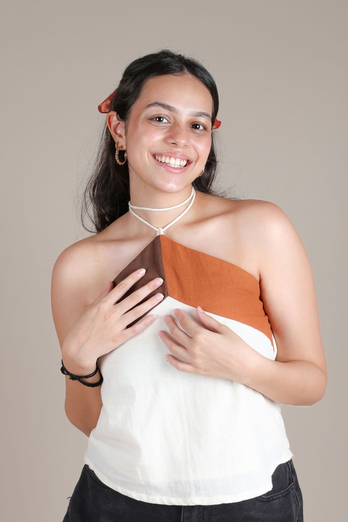 Organic Tie Up Top - Brown 