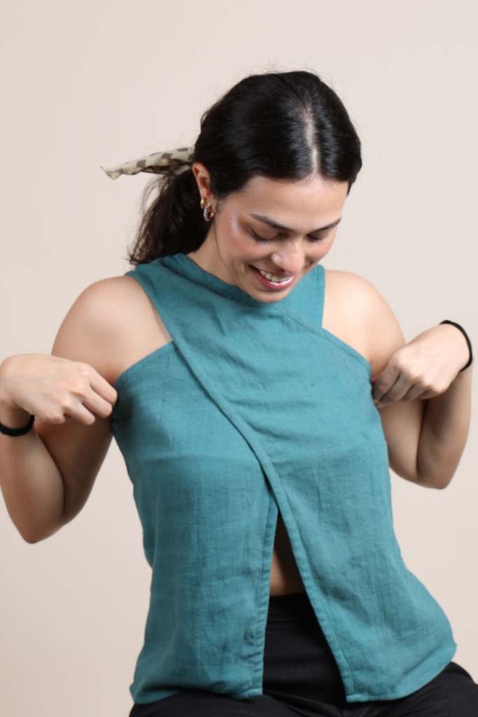 Organic overlapping top - Teal 