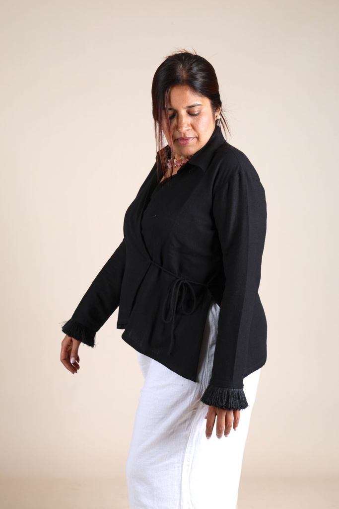 Organic Fringed Top - Black 