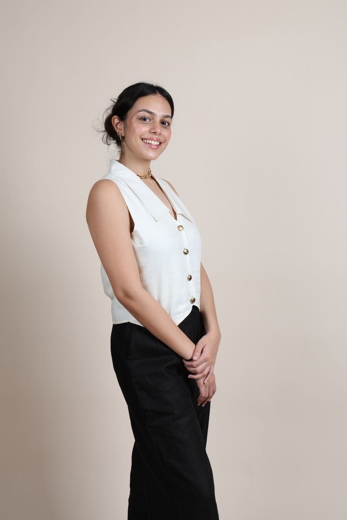 Linen Vest - White