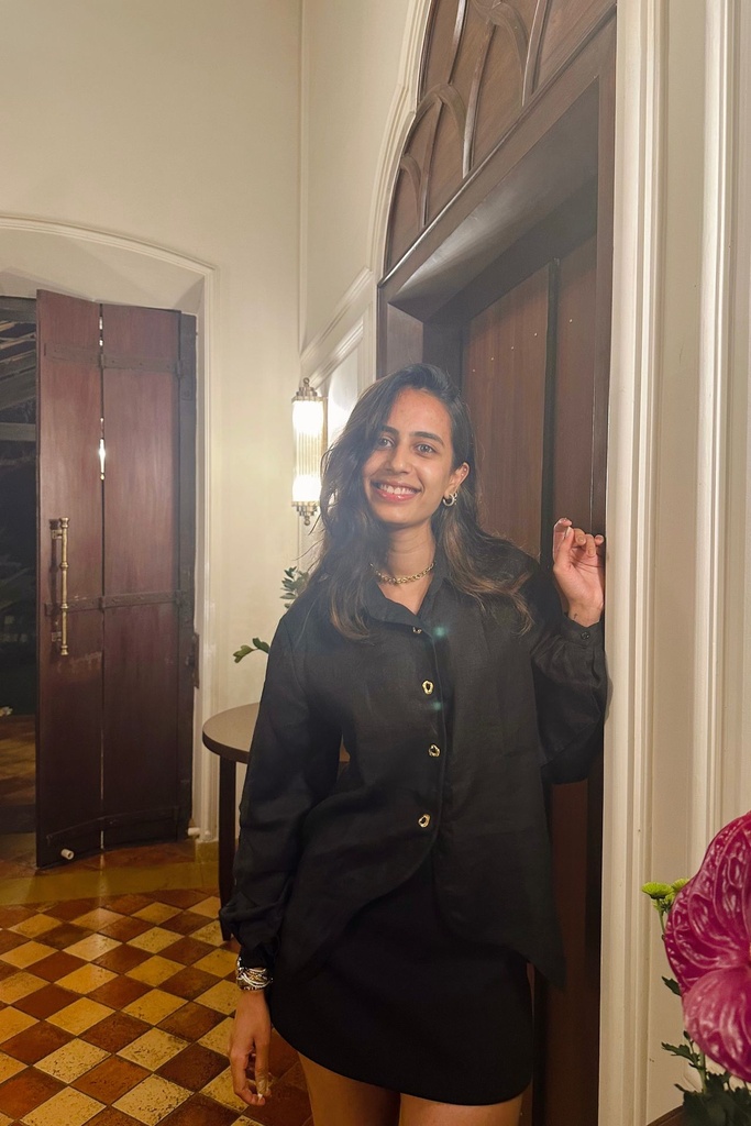 Linen asymmetric shirt - Black