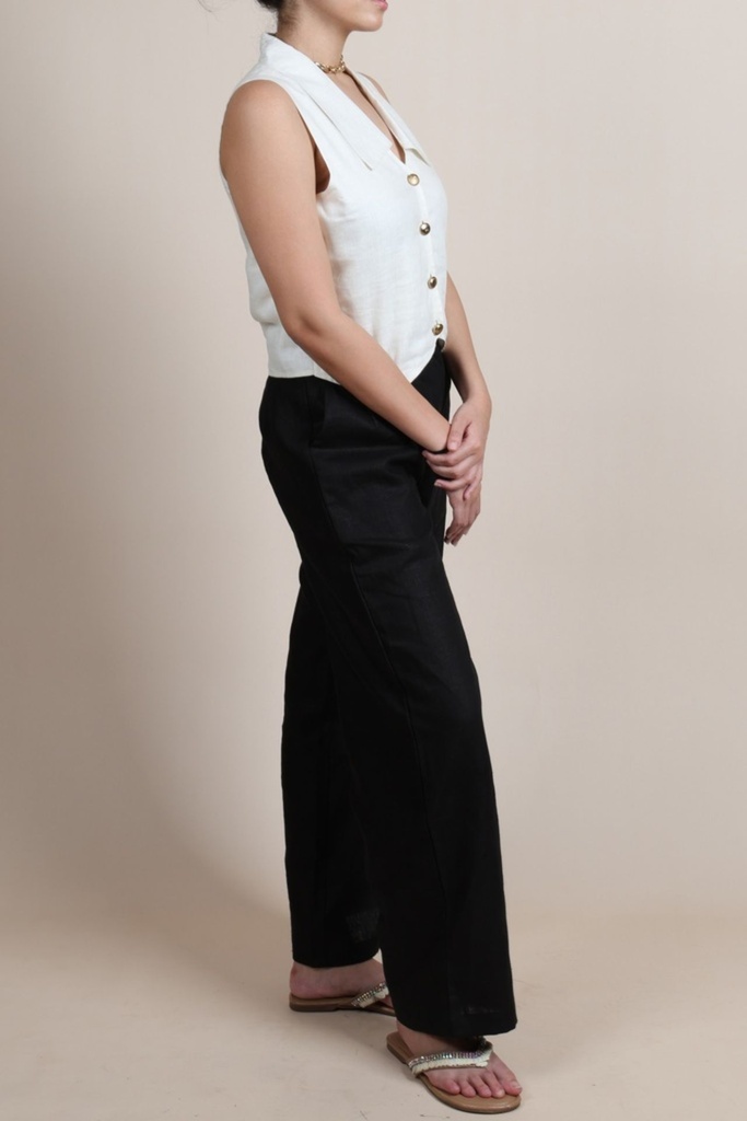 Pure Linen Semi Formal Trousers - Black 
