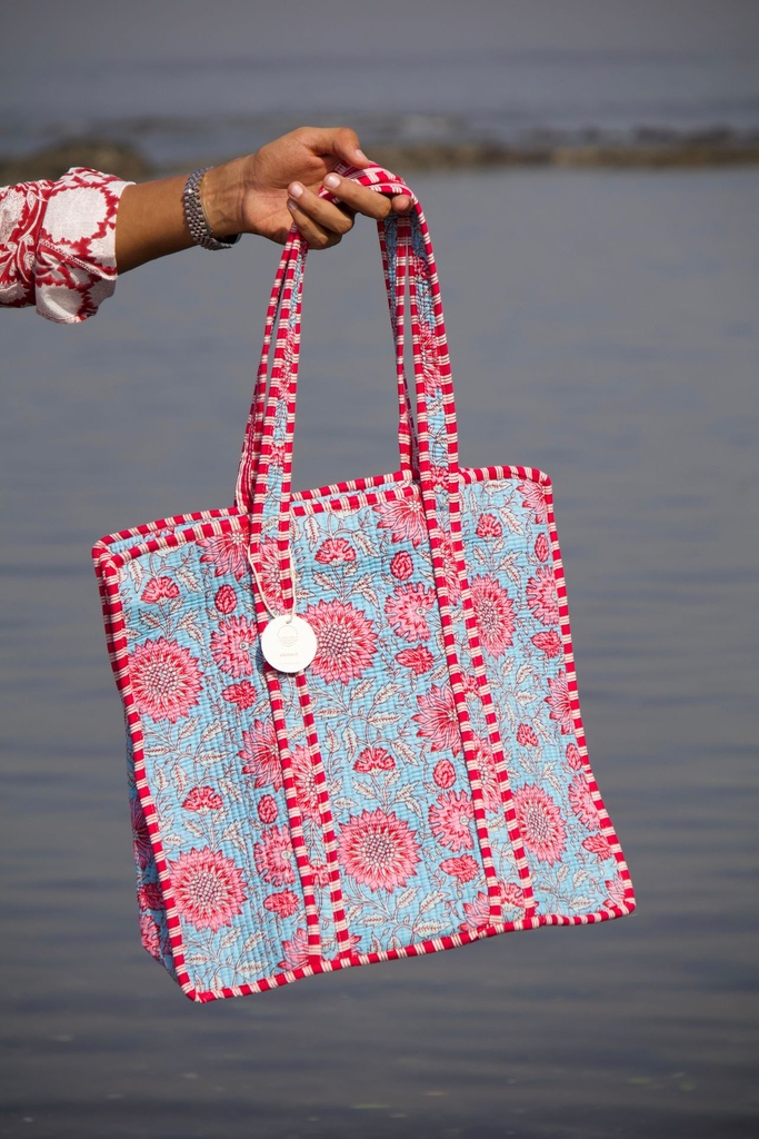 Tote Bag - Floral Blue 