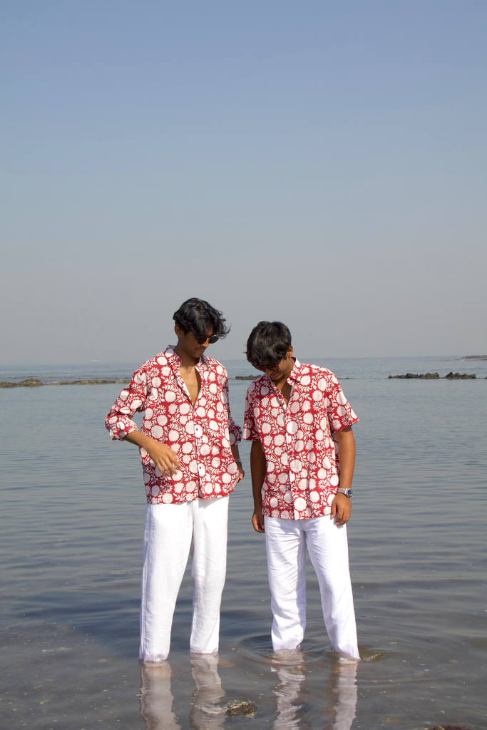 Cotton Half Sleeves Shirt - Red