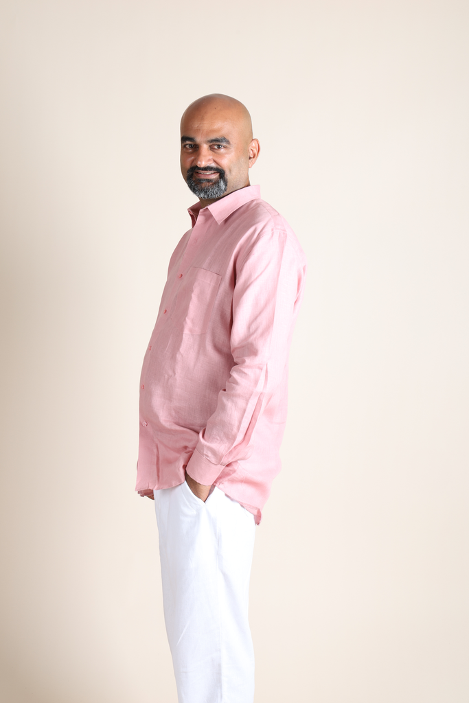 Linen Full Sleeve Shirt - Pink