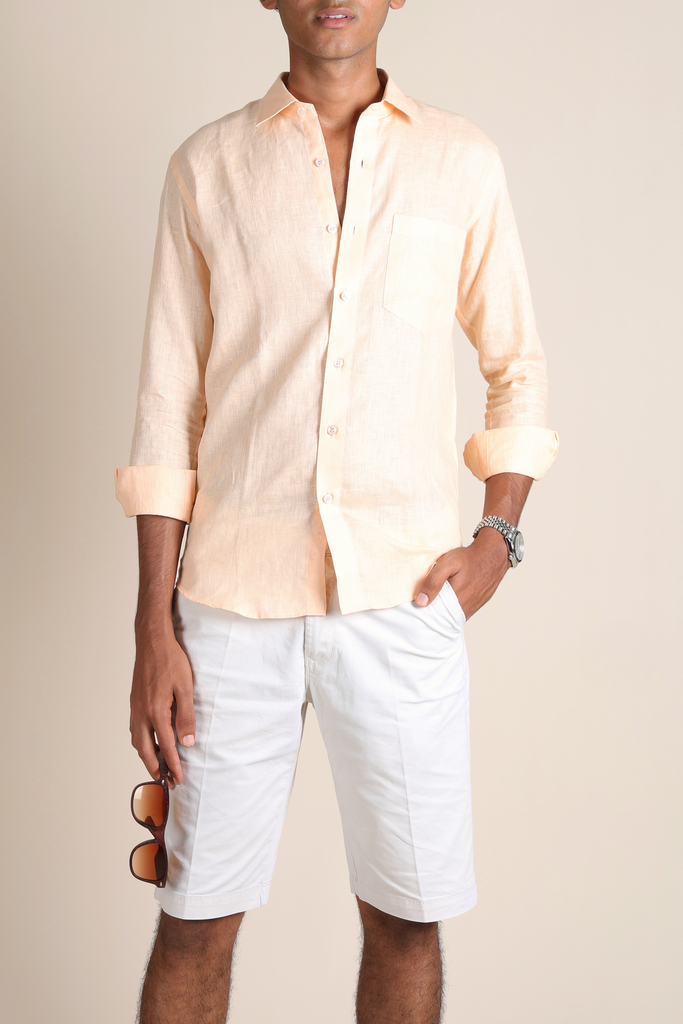 Linen Full Sleeve Shirt - Peach