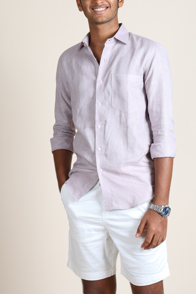Linen Full Sleeve Shirt - Lavender