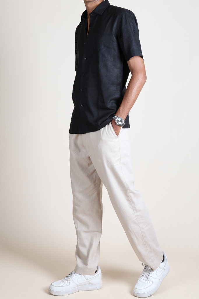 Linen Semi Formal Trousers - Beige