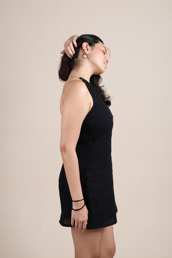 Organic One Shoulder Dress - Black 